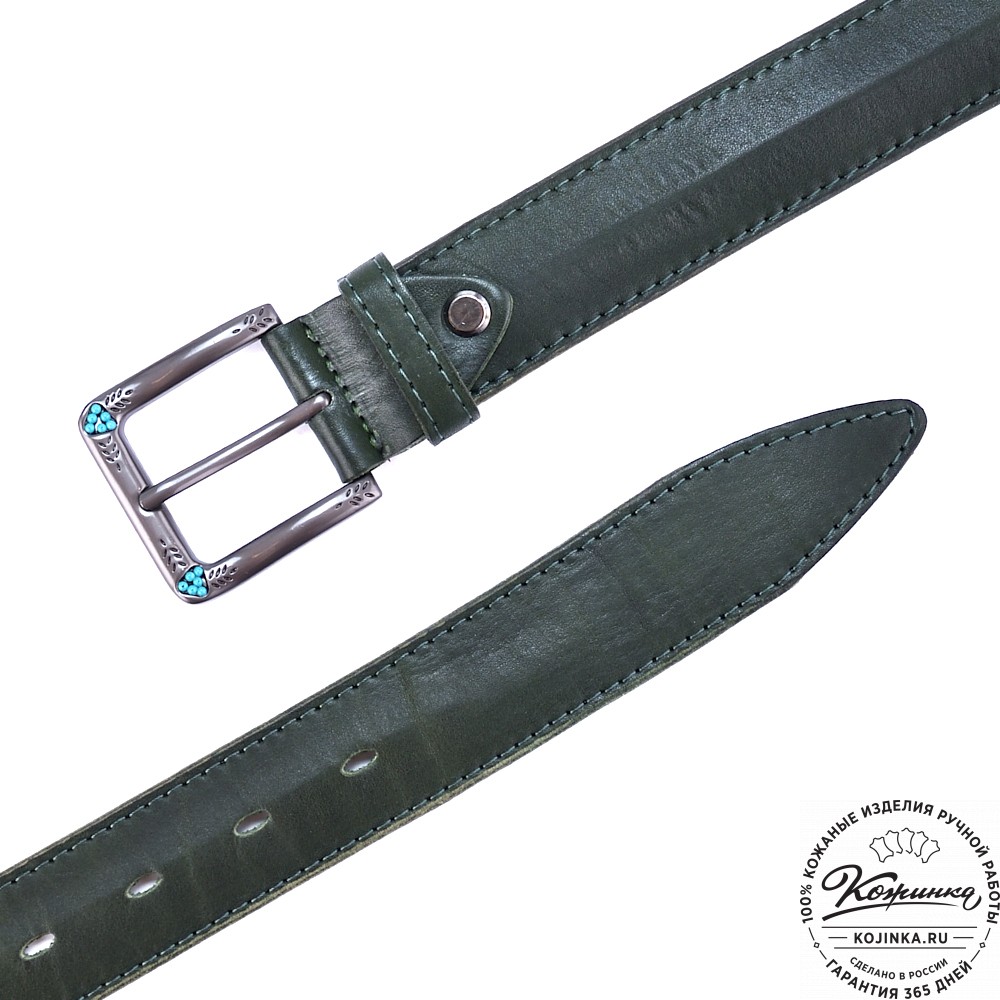 Кожаный ремень "Ирис" (зелёный)